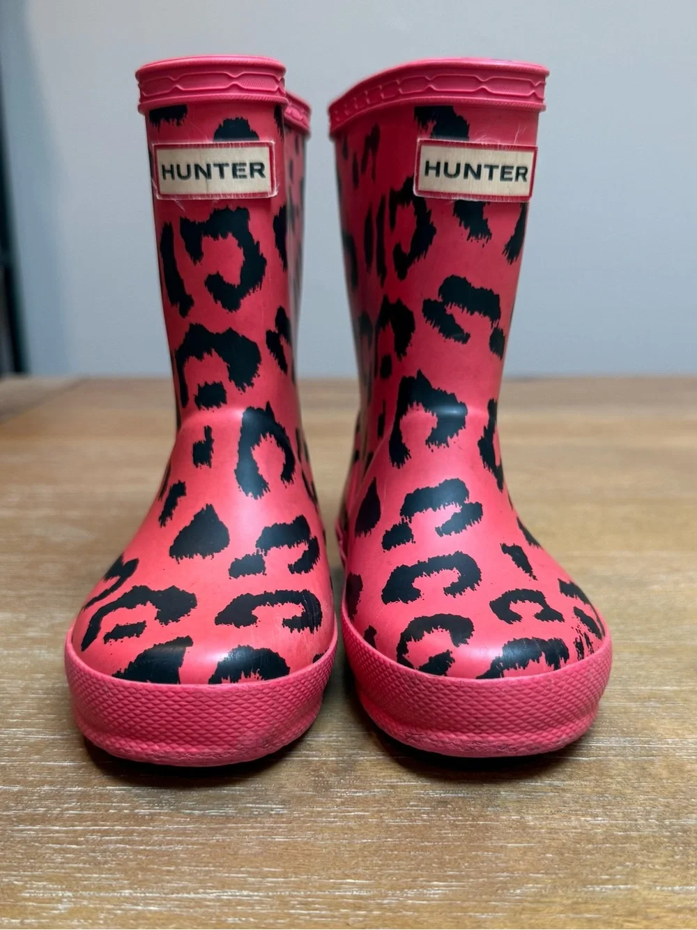 Hunter Kids First Classic Rain Boots Hybrid Print in Arcade Pink Waterproof Sz 7